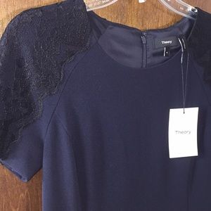 Theory Navy Blue Lace Sleeve dress - not worn